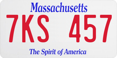 MA license plate 7KS457