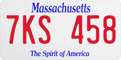 MA license plate 7KS458