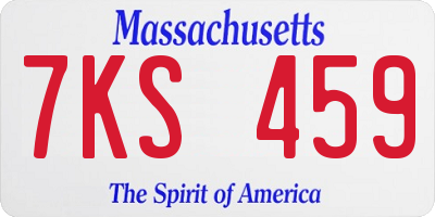 MA license plate 7KS459