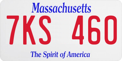 MA license plate 7KS460