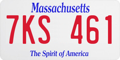 MA license plate 7KS461