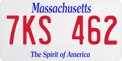 MA license plate 7KS462