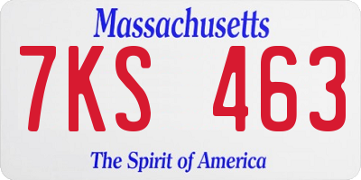MA license plate 7KS463