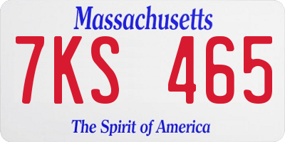 MA license plate 7KS465