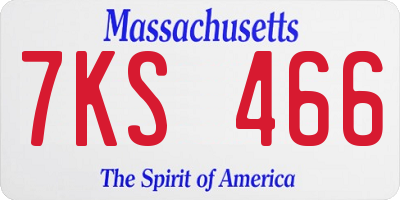 MA license plate 7KS466