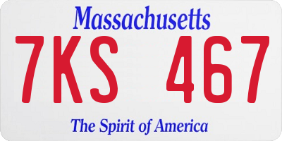 MA license plate 7KS467