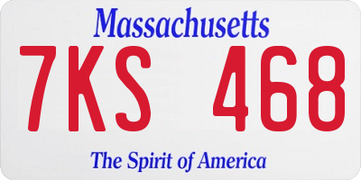 MA license plate 7KS468