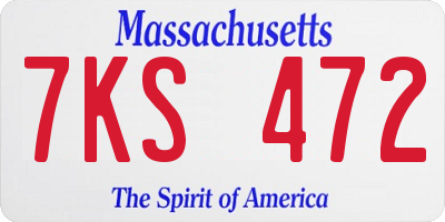 MA license plate 7KS472