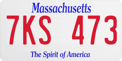 MA license plate 7KS473