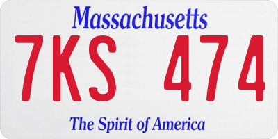 MA license plate 7KS474