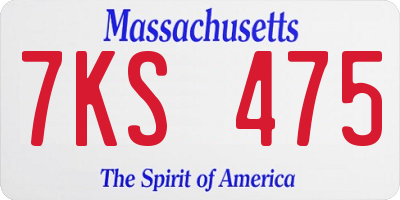MA license plate 7KS475