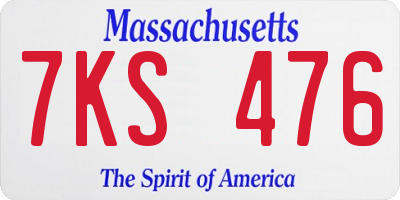 MA license plate 7KS476