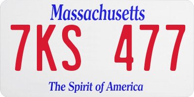 MA license plate 7KS477
