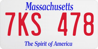 MA license plate 7KS478