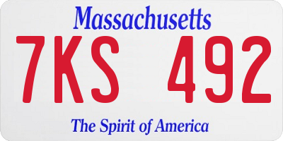 MA license plate 7KS492