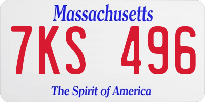 MA license plate 7KS496
