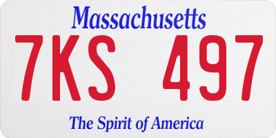 MA license plate 7KS497