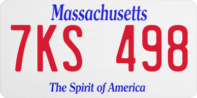 MA license plate 7KS498