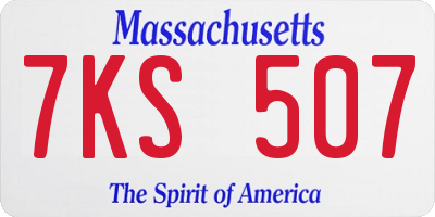MA license plate 7KS507