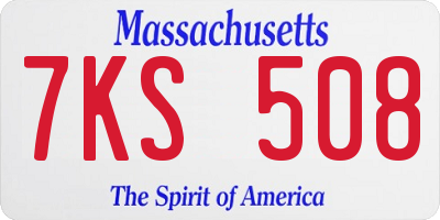 MA license plate 7KS508