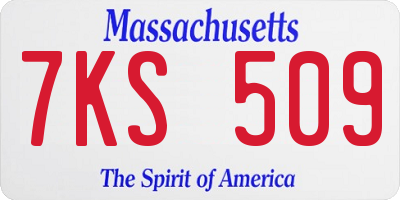 MA license plate 7KS509