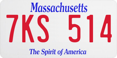 MA license plate 7KS514