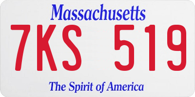 MA license plate 7KS519