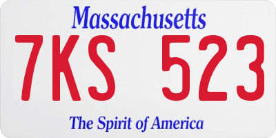 MA license plate 7KS523