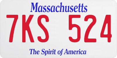 MA license plate 7KS524