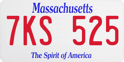 MA license plate 7KS525