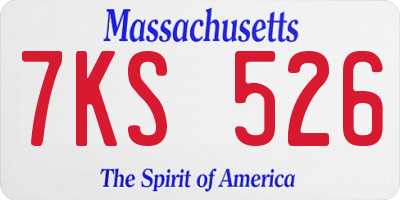 MA license plate 7KS526