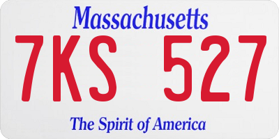 MA license plate 7KS527