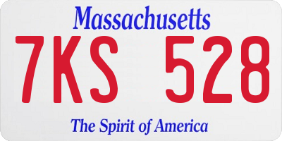 MA license plate 7KS528