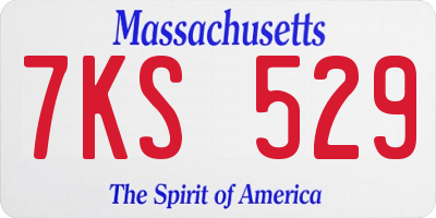MA license plate 7KS529