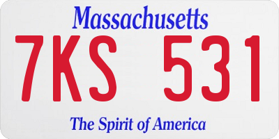 MA license plate 7KS531