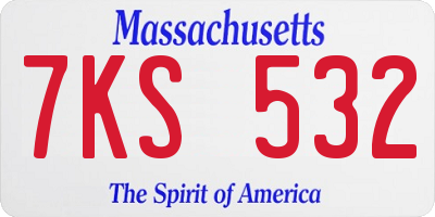 MA license plate 7KS532