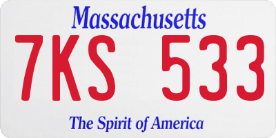 MA license plate 7KS533