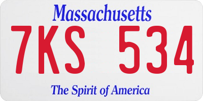 MA license plate 7KS534