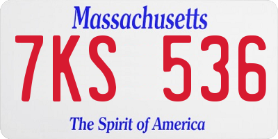 MA license plate 7KS536