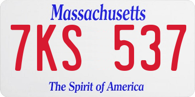 MA license plate 7KS537