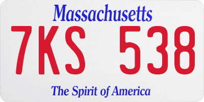 MA license plate 7KS538