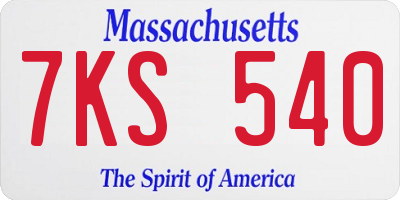 MA license plate 7KS540