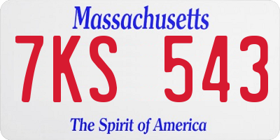 MA license plate 7KS543