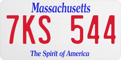 MA license plate 7KS544