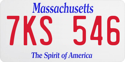 MA license plate 7KS546
