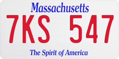 MA license plate 7KS547
