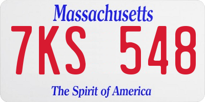 MA license plate 7KS548