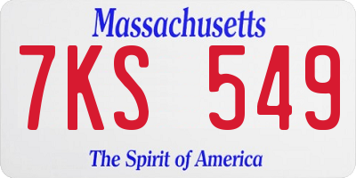 MA license plate 7KS549