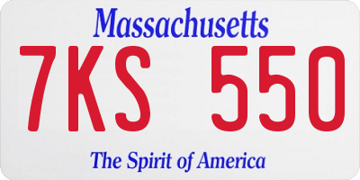 MA license plate 7KS550