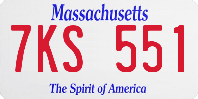 MA license plate 7KS551